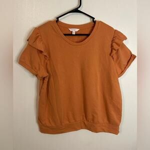 Lauren Conrad Orange Ruffle Sleeve Blouse